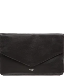 Yara' Black Leather Clutch Bag