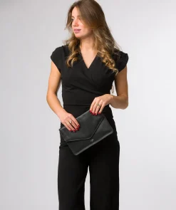 Yara' Black Leather Clutch Bag