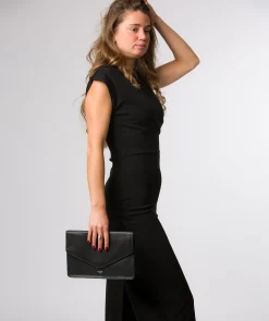 Yara' Black Leather Clutch Bag