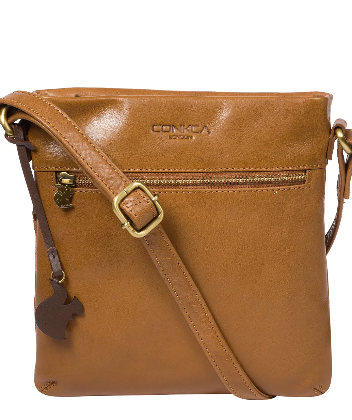 Yayoi' Dark Tan Leather Cross Body Bag