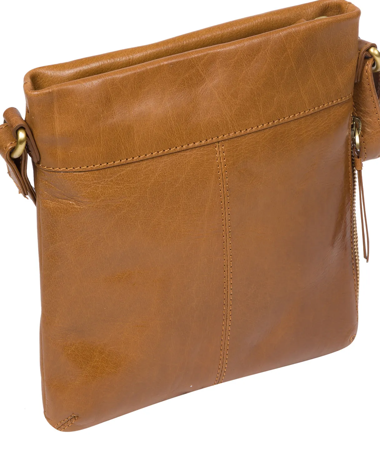 Yayoi' Dark Tan Leather Cross Body Bag