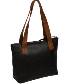 Yondo' Black & Rich Tan Leather Tote Bag