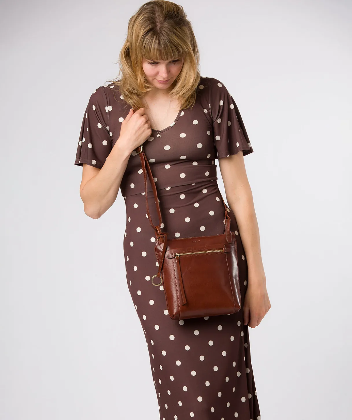 Zarro' Conker Brown Leather Shoulder Bag
