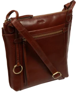 Zarro' Conker Brown Leather Shoulder Bag