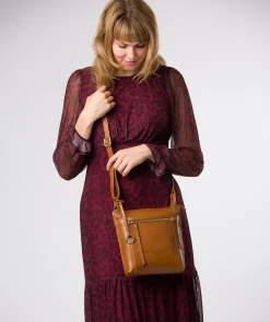 Zarro' Dark Tan Leather Shoulder Bag