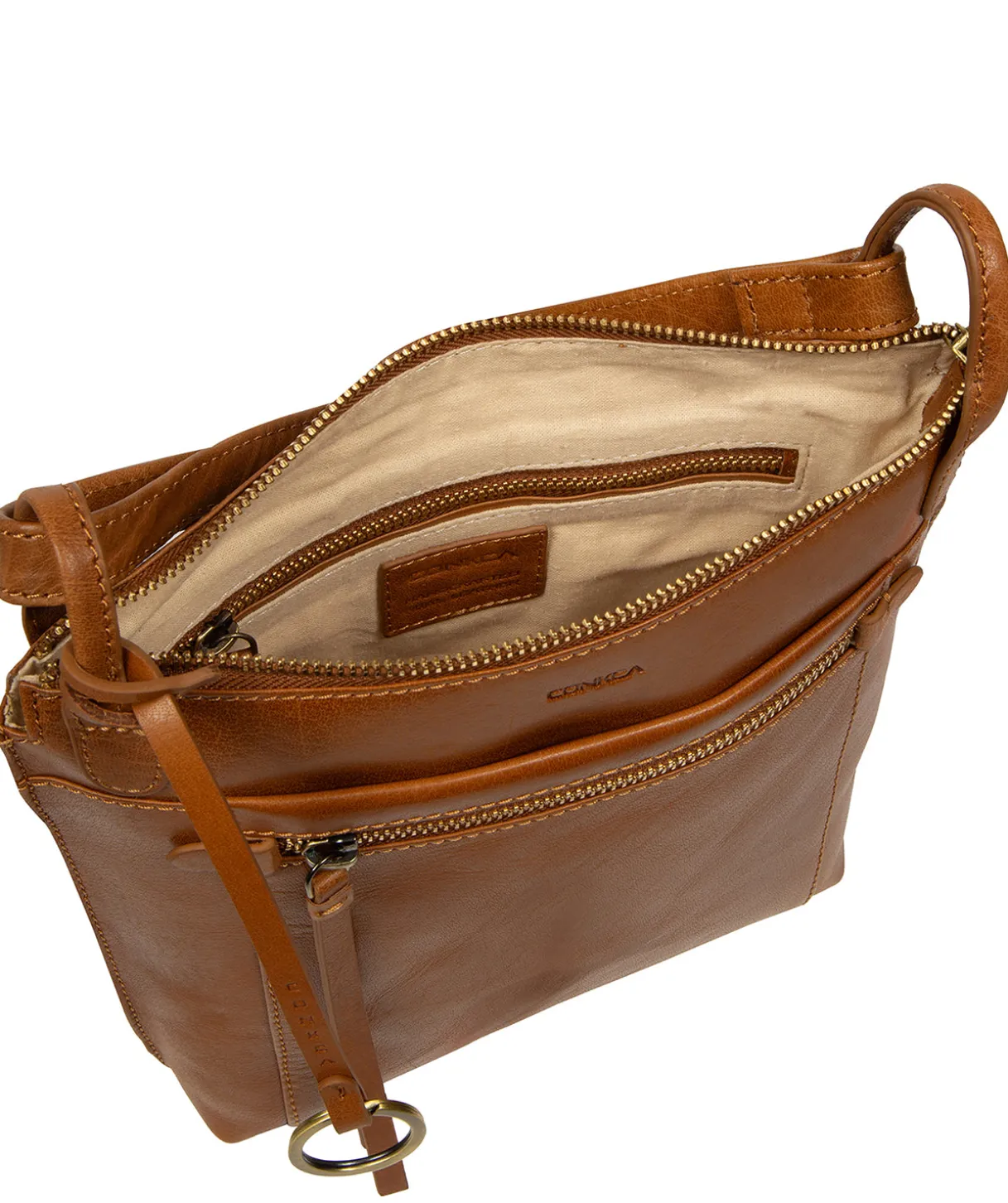 Zarro' Dark Tan Leather Shoulder Bag
