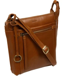 Zarro' Dark Tan Leather Shoulder Bag