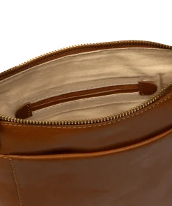 Zarro' Dark Tan Leather Shoulder Bag