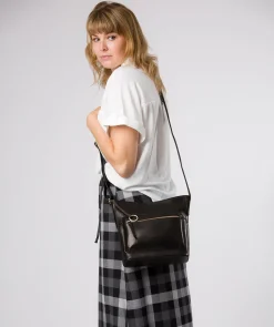 Zinnia' Black Leather Cross Body Bag