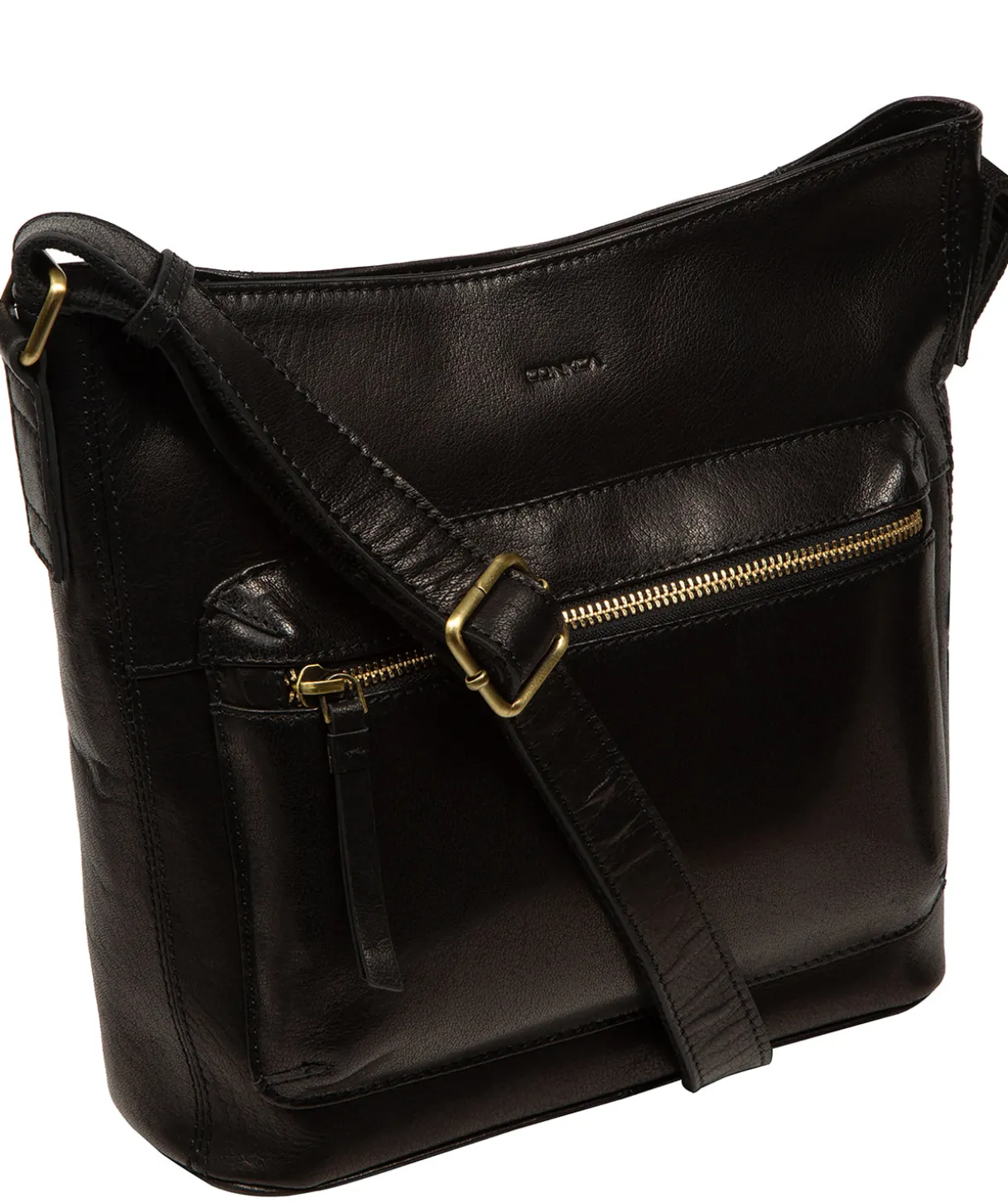 Zinnia' Black Leather Cross Body Bag