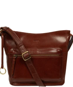 Zinnia' Conker Brown Leather Cross Body Bag