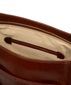 Zinnia' Conker Brown Leather Cross Body Bag