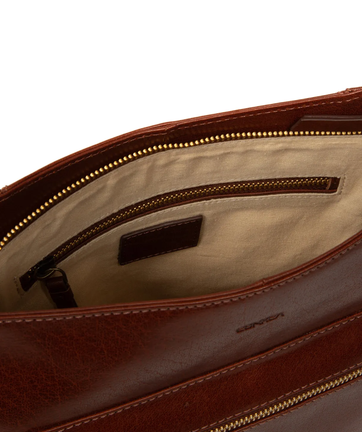 Zinnia' Conker Brown Leather Cross Body Bag