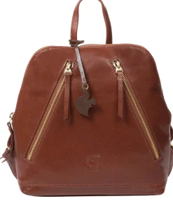 Zoe' Conker Brown Leather Backpack