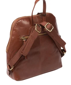 Zoe' Conker Brown Leather Backpack