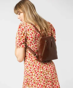 Zoe' Conker Brown Leather Backpack