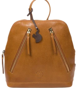 Zoe' Dark Tan Leather Backpack
