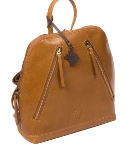 Zoe' Dark Tan Leather Backpack