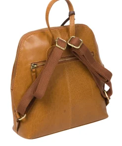 Zoe' Dark Tan Leather Backpack